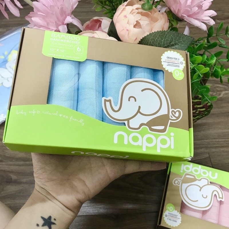 Hộp 6 Khăn sữa sợi tre Nappi