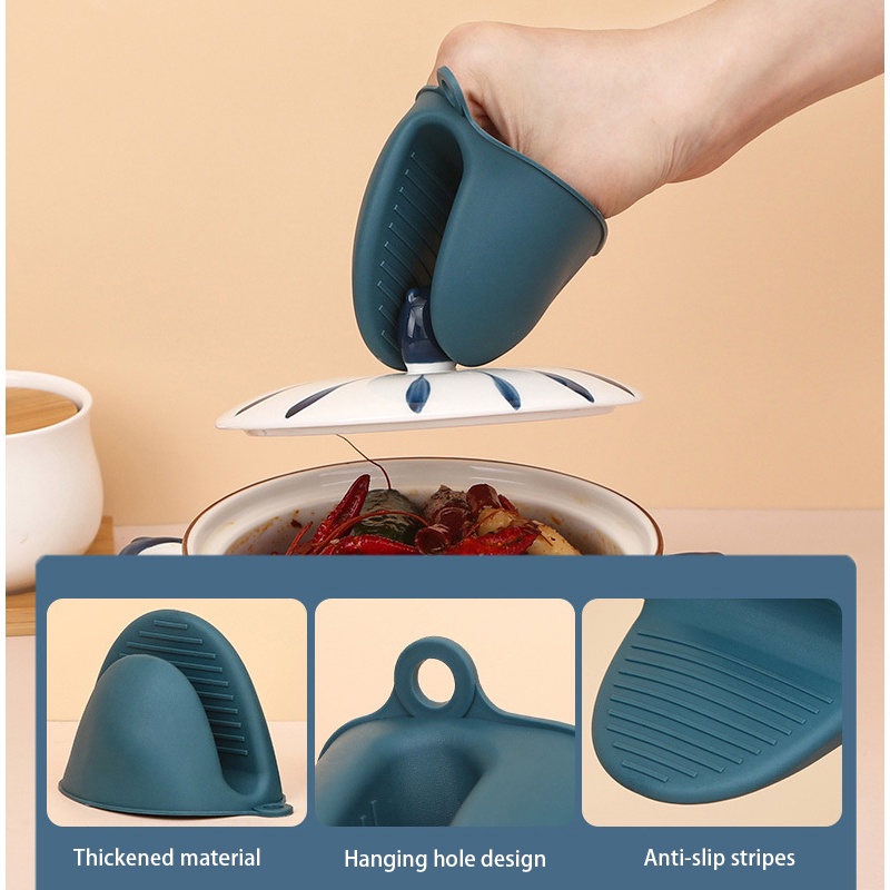Bộ Dụng Cụ Kẹp Chén Dĩa Chống Nóng Bằng Thép Không Gỉ Và Silicone 5 Trong 1 Tiện Lợi