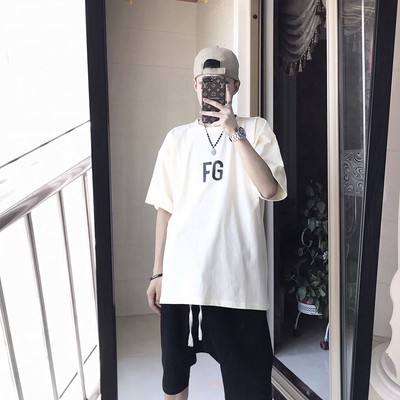 FEAR OF GOD Double Line Letter Print Loose All-match Short Sleeve T-Shirt