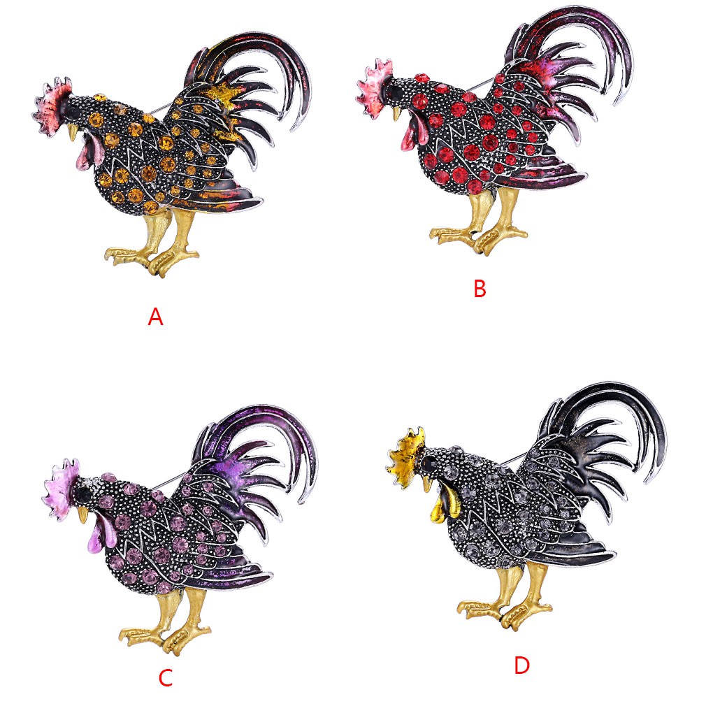 Trâm Cài Áo Hình Gà Trống Đính Đá Thời Trang