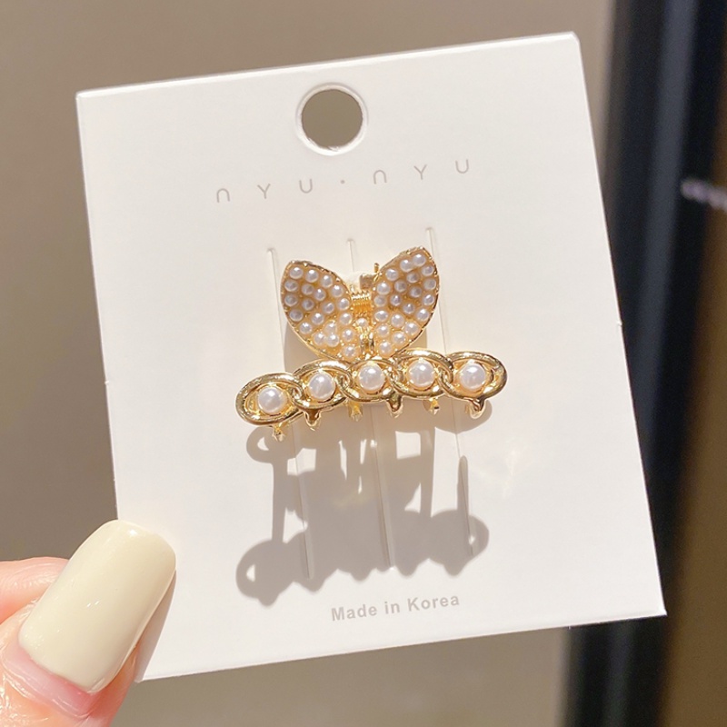 Kẹp Tóc Kim Loại Hình Tai Thỏ Đính Ngọc Trai Giả Thời Trang Hàn Quốc
