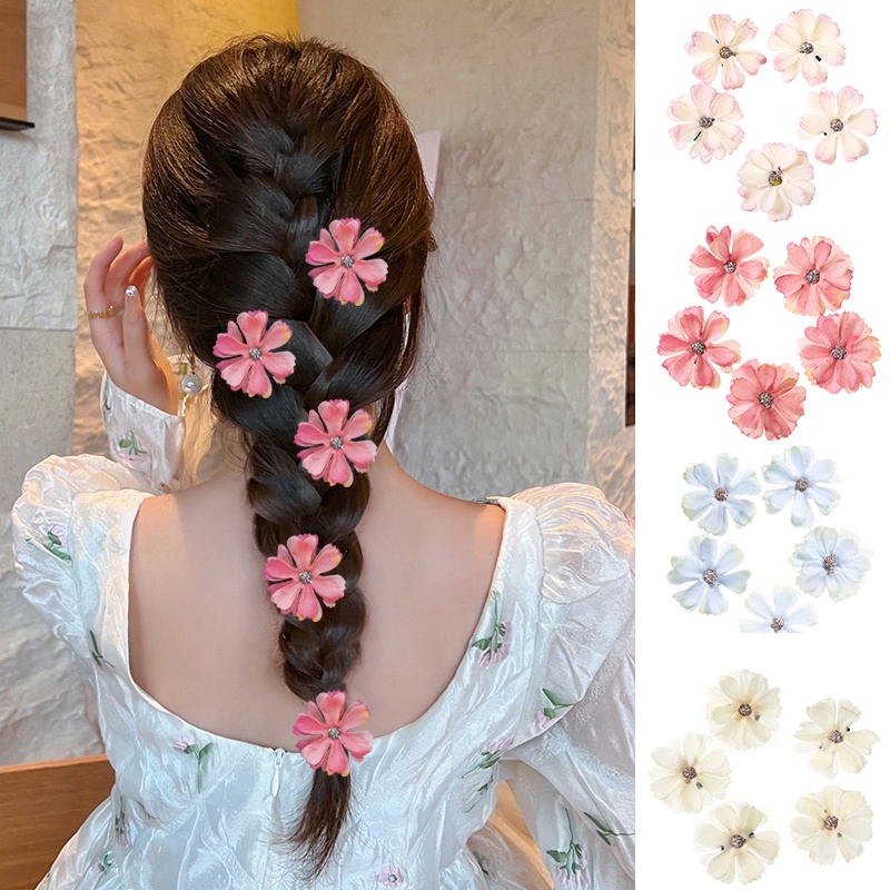 Haimeikang Set 5 Kẹp Tóc Đính Đá Nhiều Màu Sắc Thời Trang