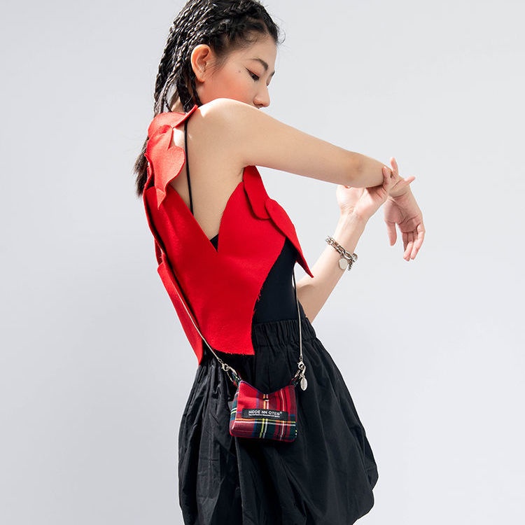 Túi Đựng Tai Nghe Mini Họa Tiết Sọc Caro Phong Cách Retro Mới 2021