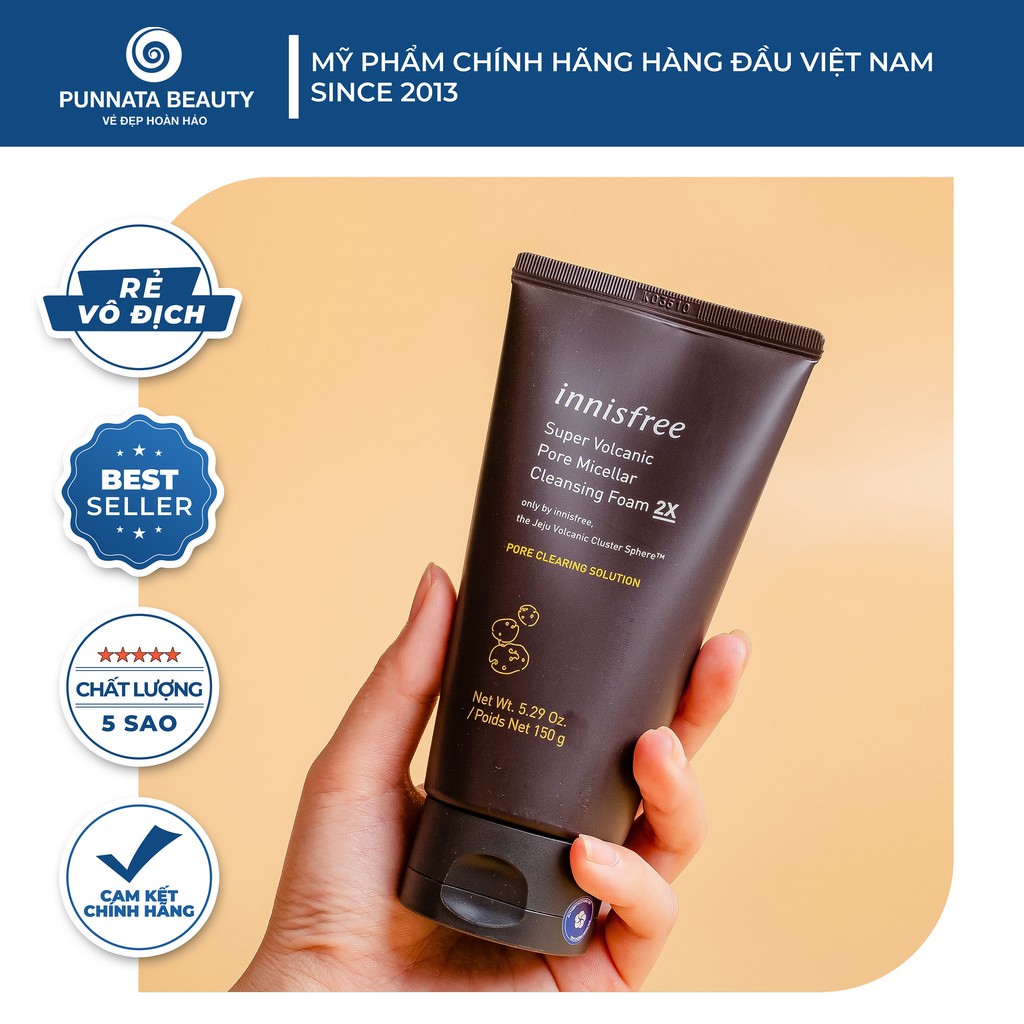 Sữa rửa mặt Innisfree Super Volcanic Pore Micellar 2X đất sét cho da dầu 150g