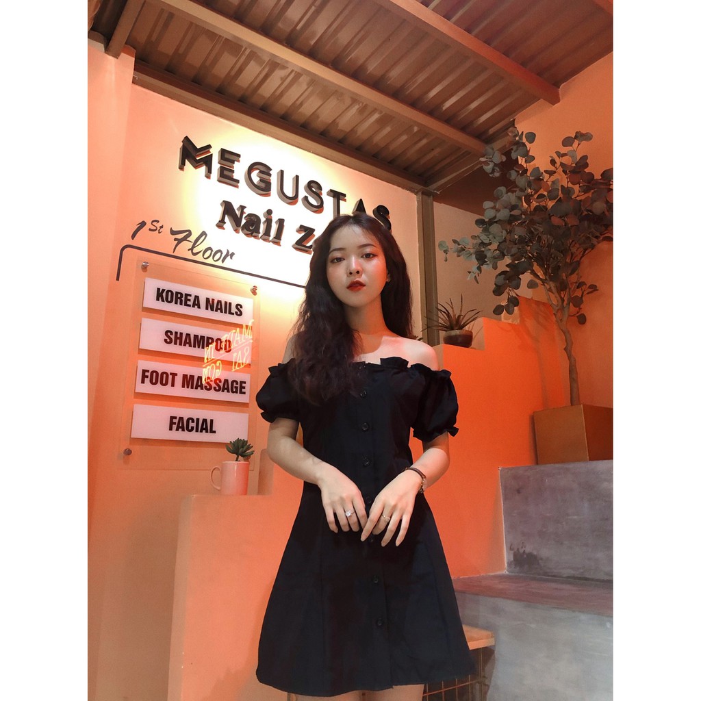 [Mã FAMARAL1 giảm 10K đơn 50K] Đầm trễ vai đen CÓ CLIP THẬT | BigBuy360 - bigbuy360.vn