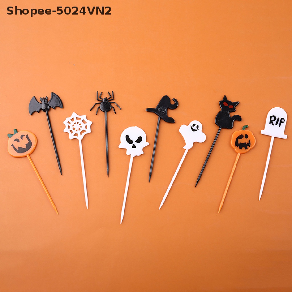 Gói 10 Nĩa Ăn Trái Cây Phong Cách Halloween Dễ Thương