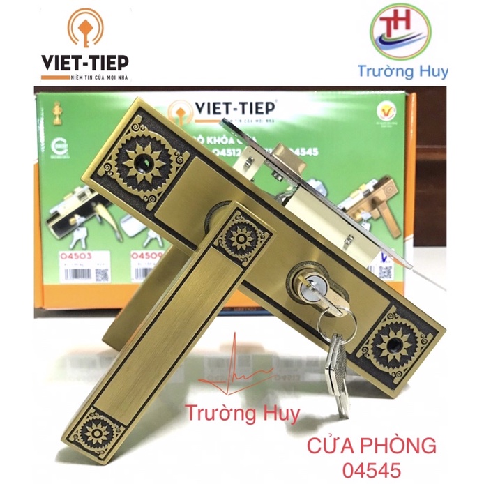 [chính hãng] - mẫu mới 2022 - khoá tay gạt cửa phòng hoa vân cổ kính Việt Tiệp 04545 - Bảo hành 3 năm