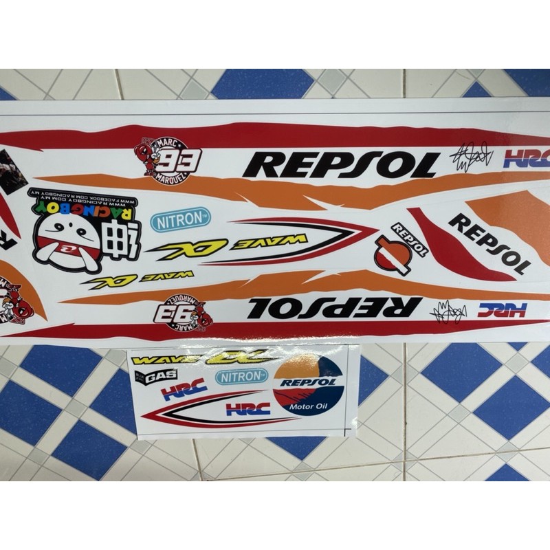 Tem rời wave a 2012-2016 repsol kiến 93 dán xe trắng tặng sét tem logo