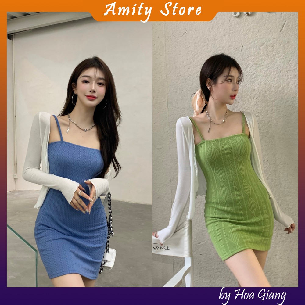 [Đầm body 2 dây ôm sát] Đầm hai dây cổ vuông hoạ tiết hình học gợi cảm nữ hàng quảng châu | BigBuy360 - bigbuy360.vn