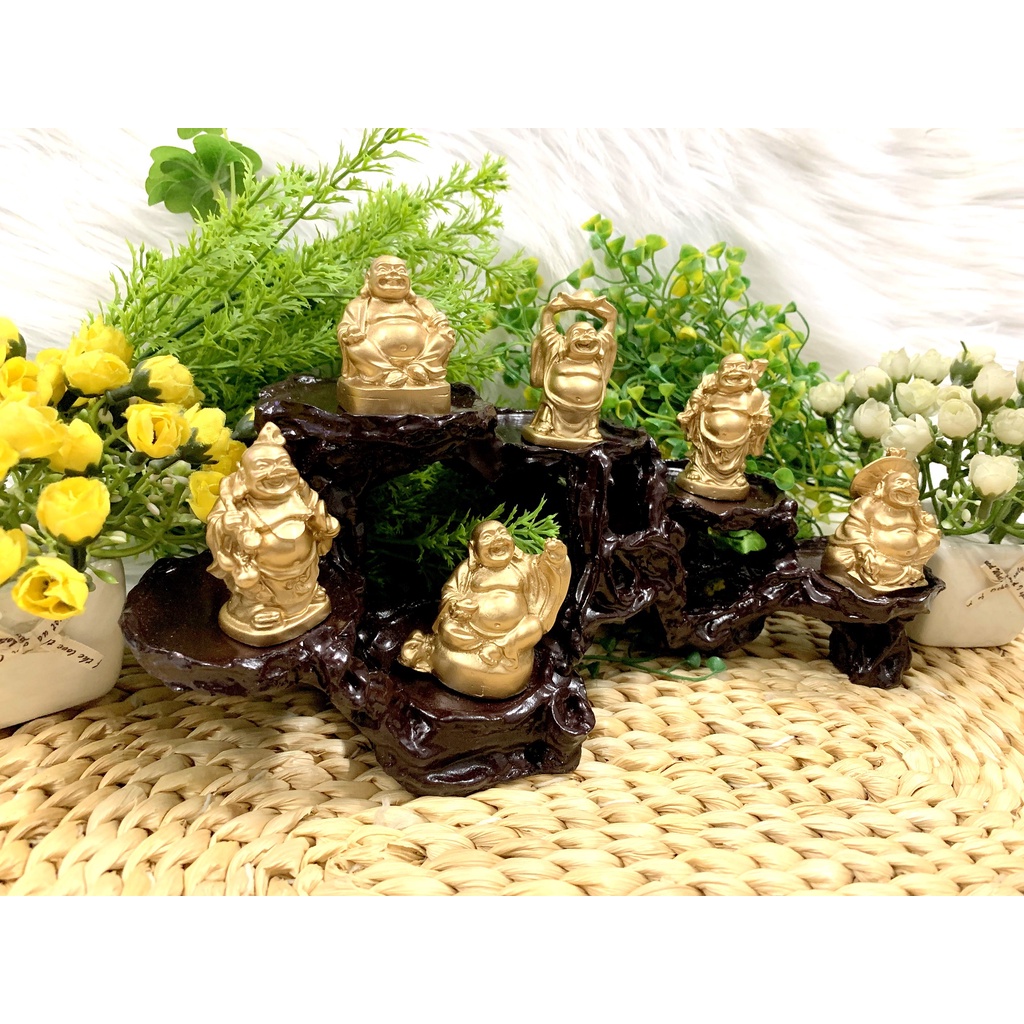 Full Set 6 tượng Bồ Tát Di Lặc Hoan Hỉ Tài Lộc tọa đế 6 chân ( Hình Thật - Video Thật )