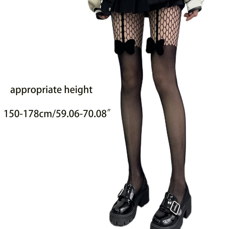 Brroa Đai Nịt Bít Tất Lưới Đính Nơ 3D Bằng Nhung Phong Cách Gothic Nhật Bản Ngọt Ngào Dành Cho Nữ