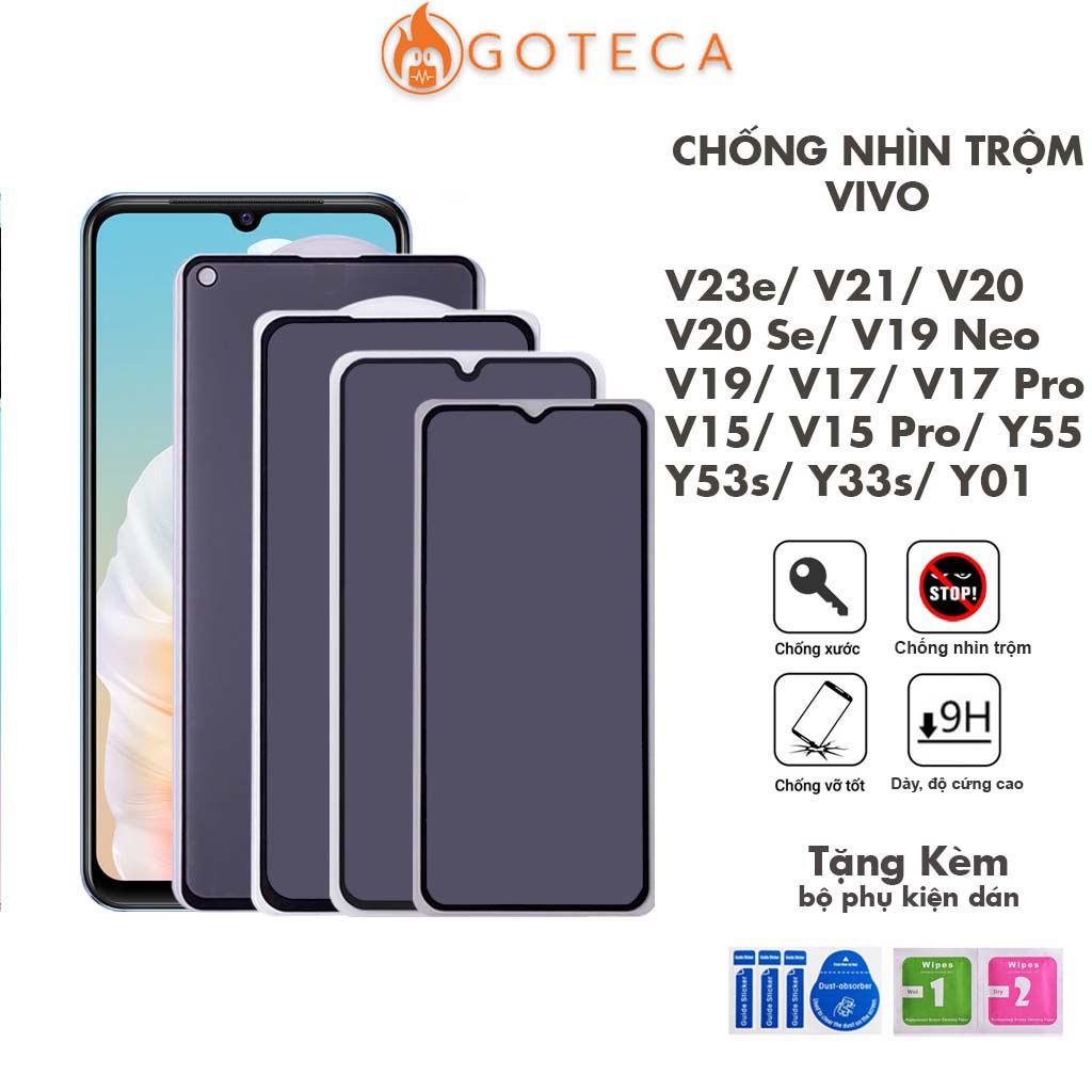 Kính cường lực Chống nhìn trộm Vivo V25 V25e V21 V20 V19 V15 V17 Y16 Y55 Y53s Y33s Y01 Dày dặn bảo vệ sự riêng tư- [CNT]
