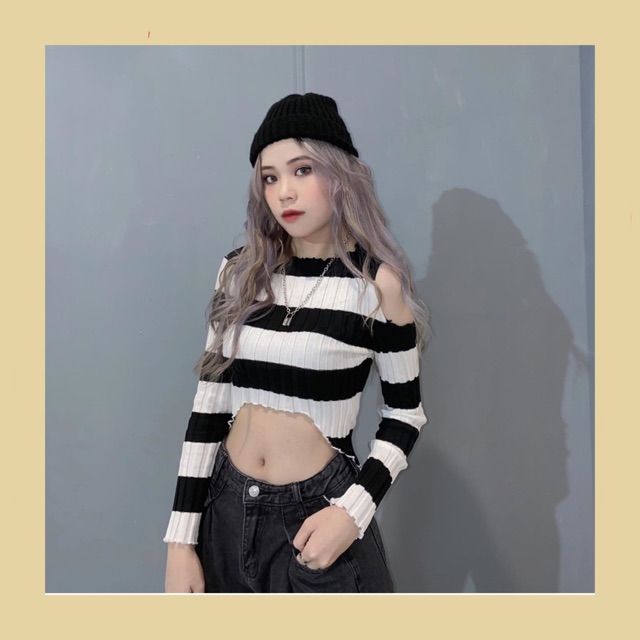 Áo Striped croptop