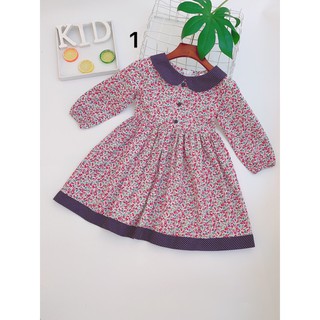 [Xả kho lẻ size 139K] Đầm Tiểu Thư Hoa Nhí Cổ Sen cho Bé yêu , váy dài tay thương hiệu ann kids