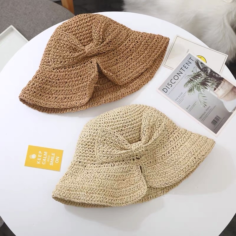 Nón cói nơ xinh che nắng - Mũ du lịch - Maben