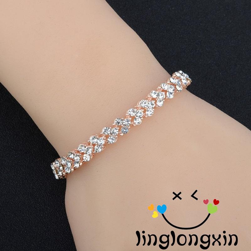 Vòng đeo tay hợp kim đính kim cương giả lấp lánh thời trang cho nữ