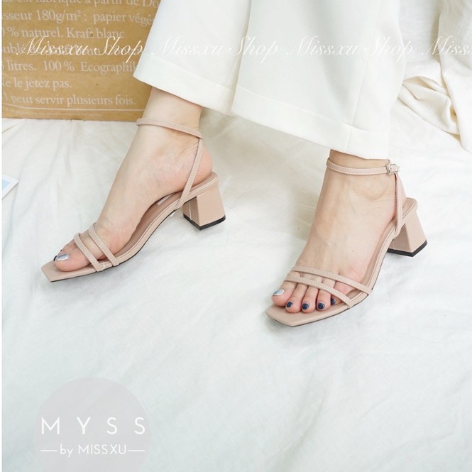 Giày sandal nữ quai ngang mảnh 2 dây gót trụ 5cm thời trang MYSS - SD87