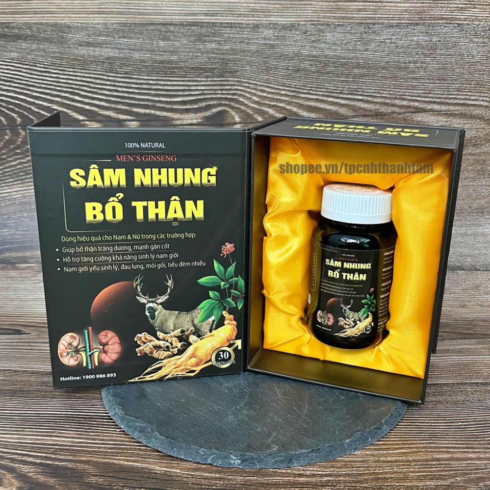 Viên uống SÂM NHUNG BỔ THẬN  tăng cường sinh lý, hỗ trợ giảm xuất tinh sớm, kéo dài quan hệ - Chai 30 viên