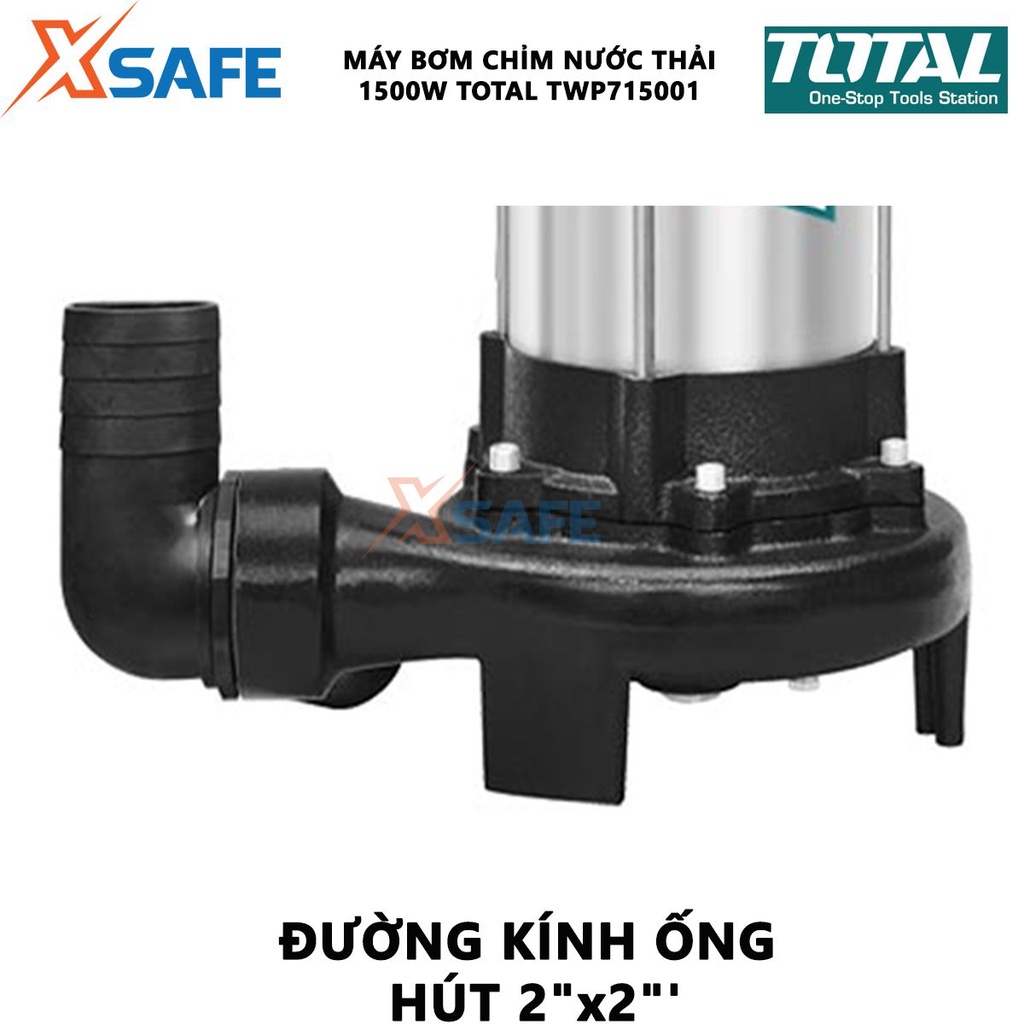 Máy bơm chìm chất thải TOTAL TWP715001 1500W dùng hút, chuyển nguồn nước thải công nghiệp, sinh hoạt - xsafe