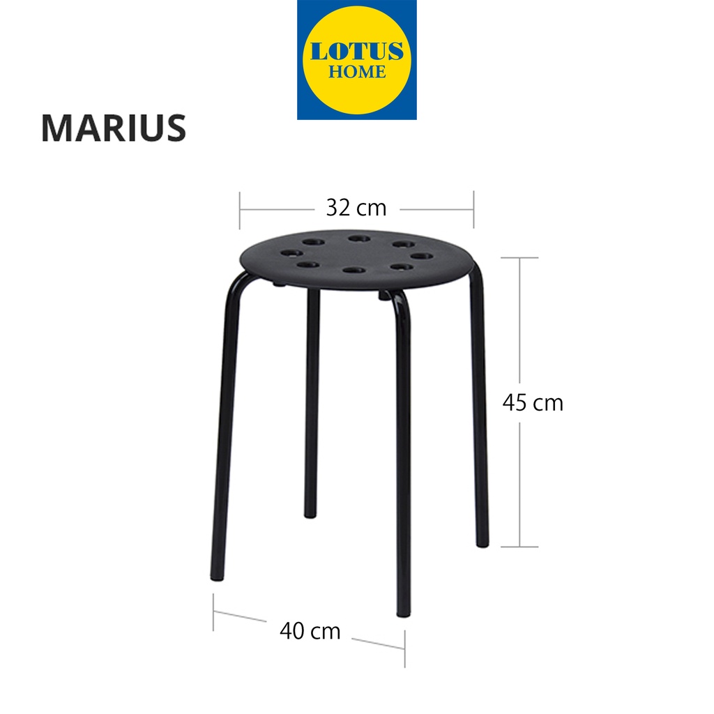 IKEA Ghế đẩu tròn chân sắt tự lắp ghép IKEA Marius Màu Đen