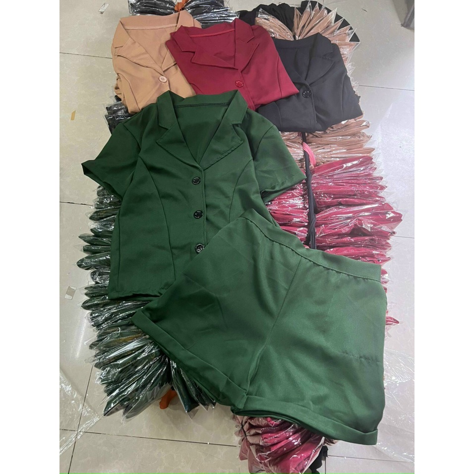 Set bộ đùi vest, set bộ áo vest tay ngắn kèm quần ngắn trơn xuông không bọa tiết