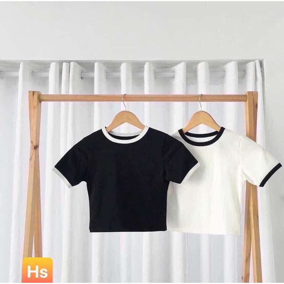Áo croptop tay ngắn viền cổ cotton cao cấp, áo thun nữ cổ viền dấng ôm [ THỜI TRANG HOTTREND 365]