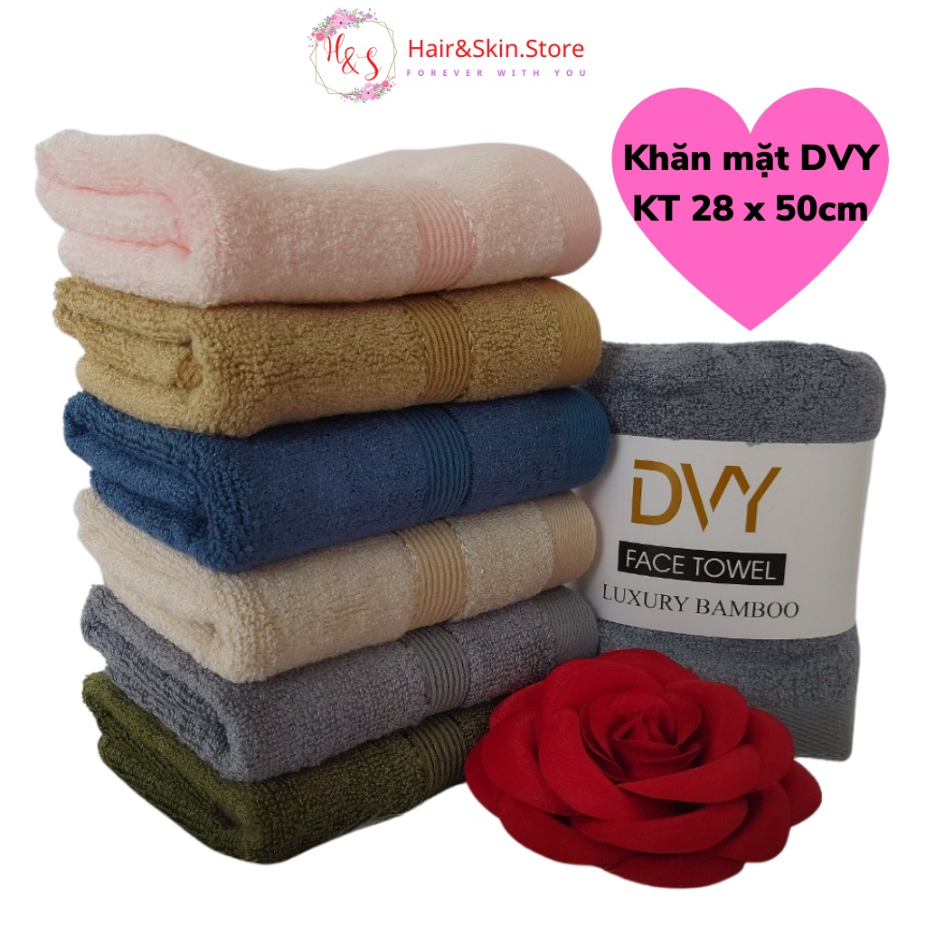 Khăn Mặt Sợi Tre Cao Cấp DVY Mềm Mại Thấm Hút Tốt Dày Dặn Không Phai Màu 28x50cm