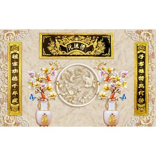 Tranh dán tường VTC Tranh trang trí Bàn thờ UD0663 kim sa