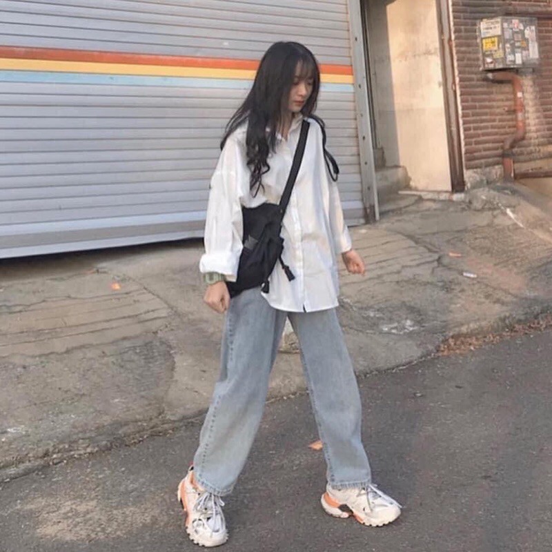 [Rẻ Vô Địch] Áo SOMI Trắng Đen TRƠN DÀI TAY Unisex Có Sẵn Oversize