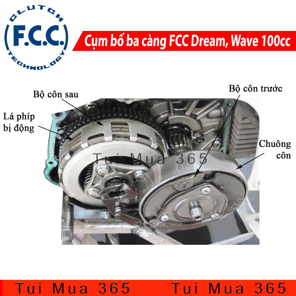 Cụm Bố Ba Càng FCC (Lõi ly hợp côn trước) Dream, Wave100cc