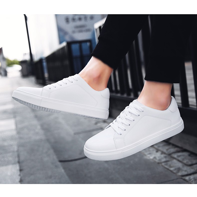 Giày Sneaker Nam thể thao màu trắng cổ cao cho học sinh phong cách Hàn Quốc TAKUTA mã TT