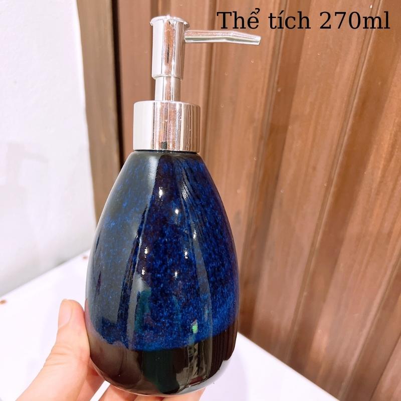 Chai Chiết Sữa Tắm,dầu Gội ⚱ Gốm Sứ Bát Tràng ⚱ Bình Đựng Xà Phòng Lam Hoả Biến Gomphuquy