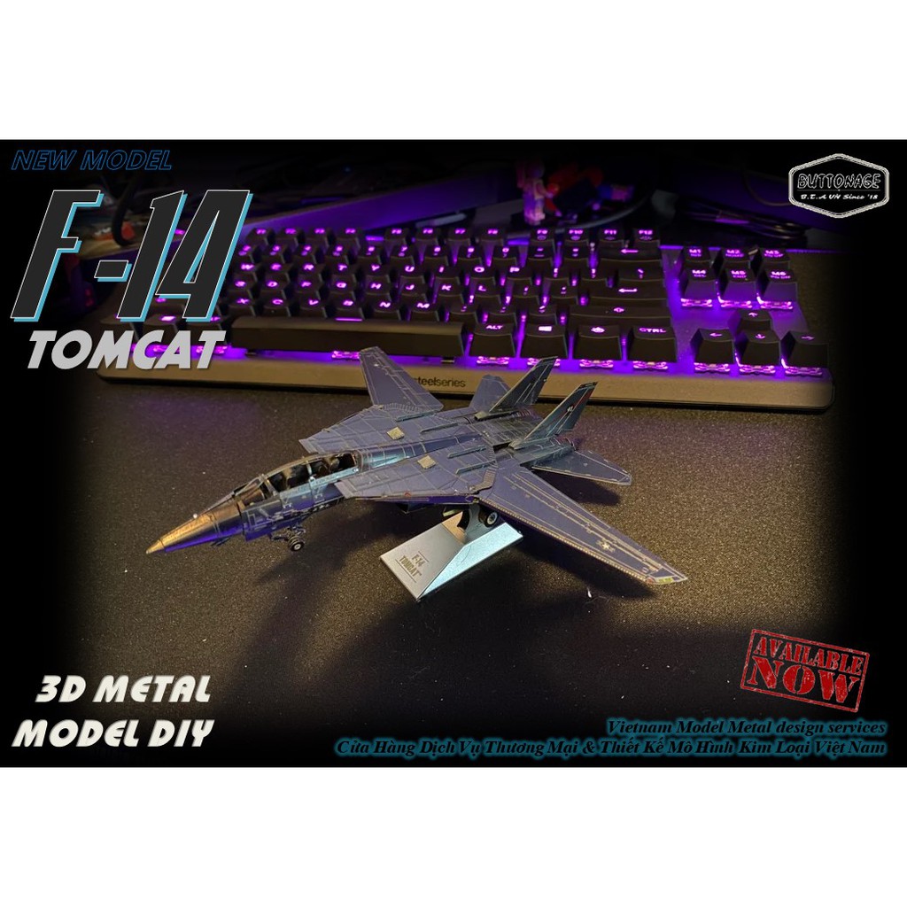 Mô Hình Lắp Ghép kim Loại 3D Máy bay tiêm kích F-14 Tomcat