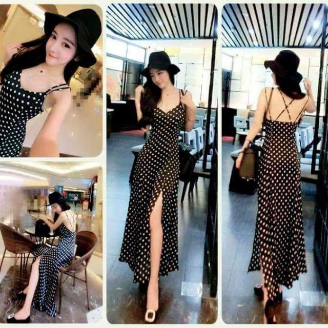 Maxi xẻ chấm bi