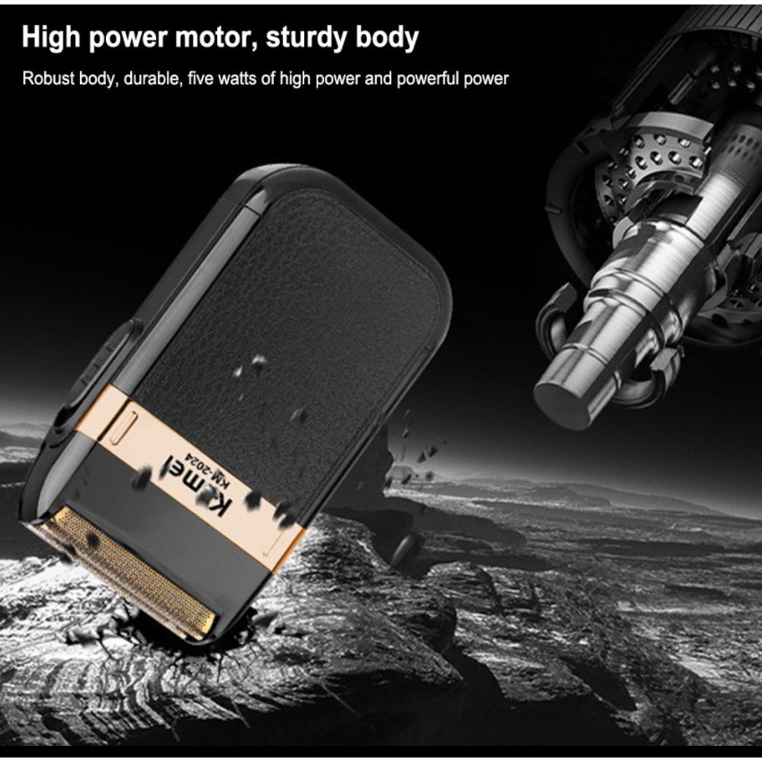 Máy Cạo Râu Tông Đơ Lưỡi Cắt Kép KEMEI KM-2024 SẠC USB Thông Minh có tặng 1 đầu THAY THẾ - BẢO HÀNH 12 THÁNG