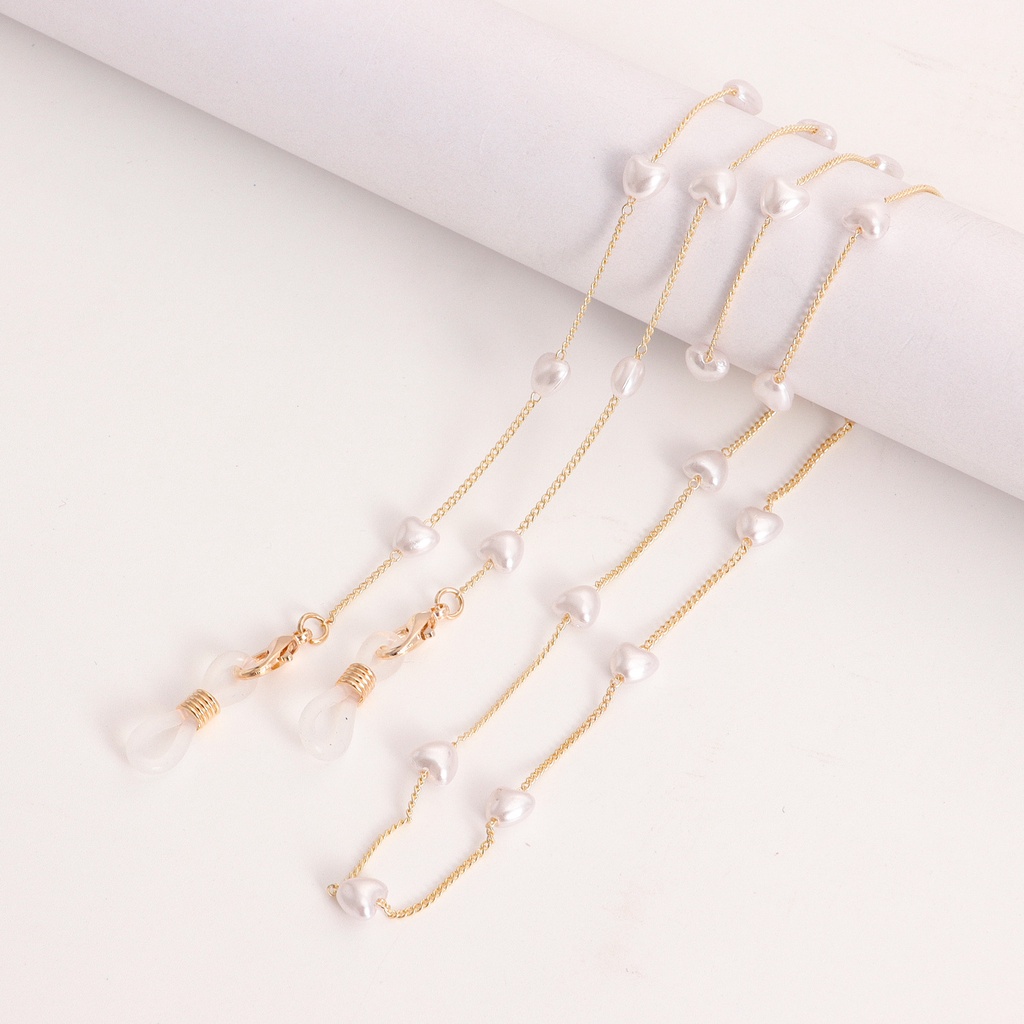 Dây Đeo Mắt Kính Đính Ngọc Trai Hình Trái Tim Thiết Kế 6 Kiểu Mới