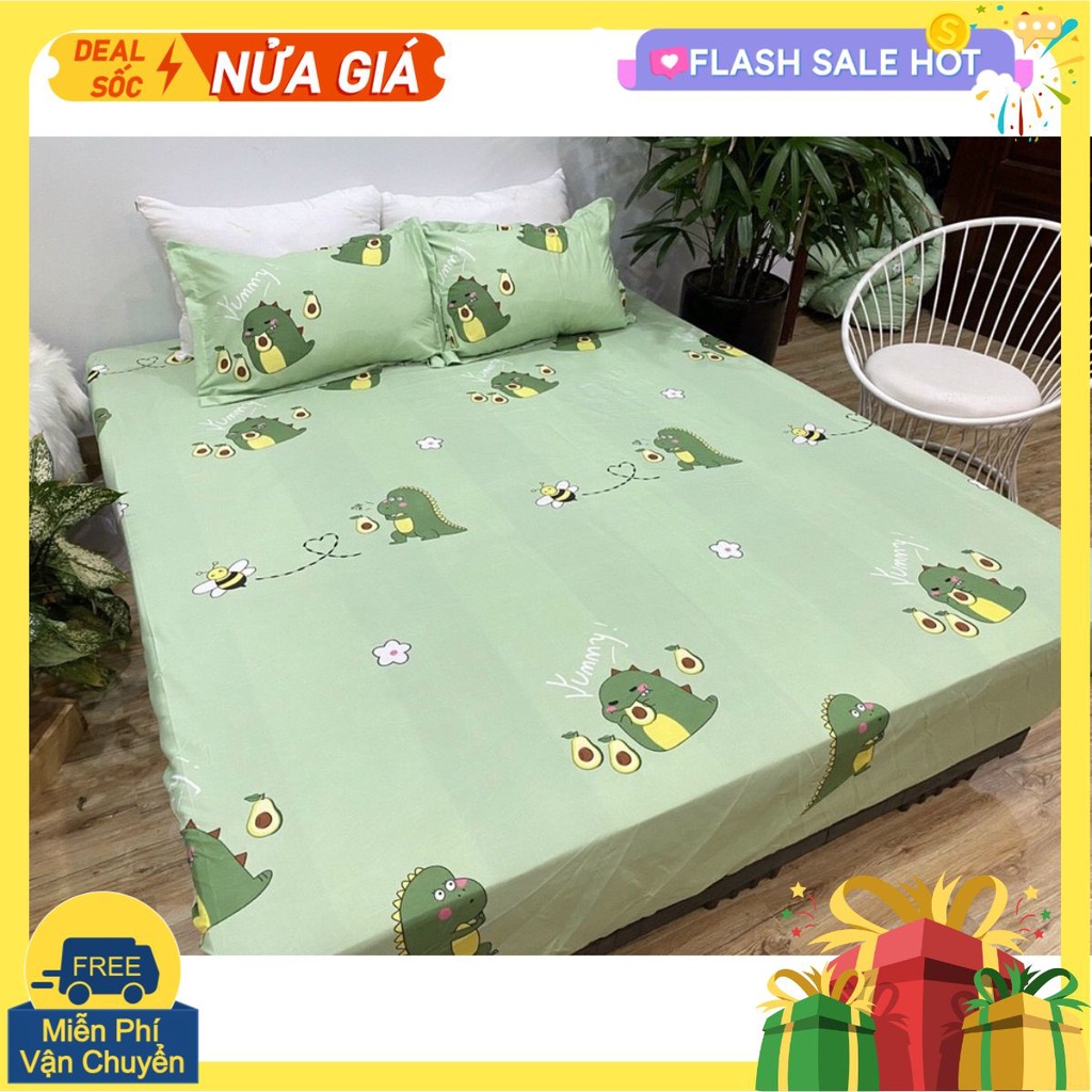 Bộ Ga Gối Cotton PoLy Hàn Quốc 1m2,1m4,1m5,1m6,1m8,khủng long bơ