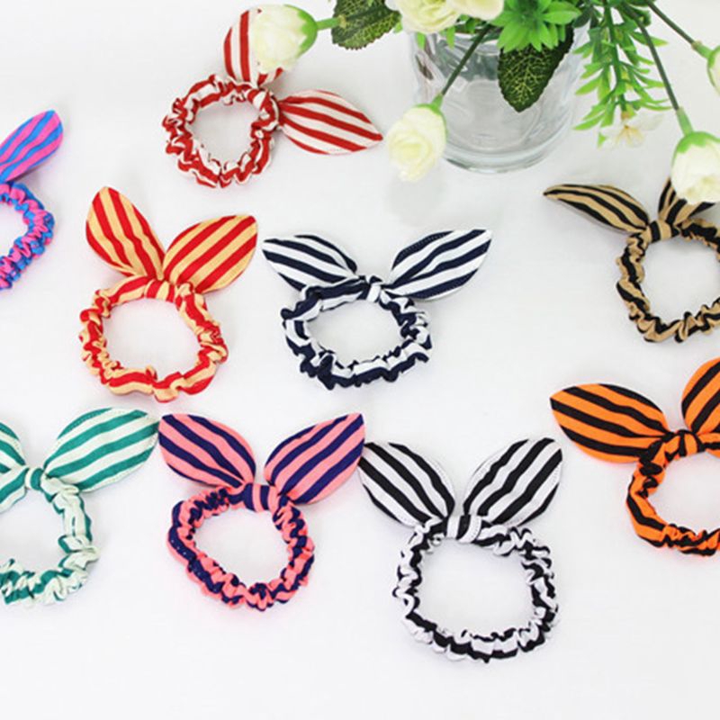 Thun Cột Tóc Co Giãn Hình Tai Thỏ Nhiều Màu