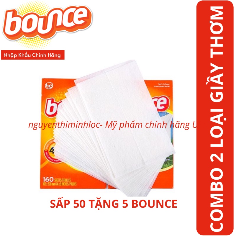 COMBO MIX 2 SẤP Giấy Thơm Quần Áo Và Mềm Vải BOUNCE + KIRLAND Outdoor Fresh của Mỹ 110 Tờ