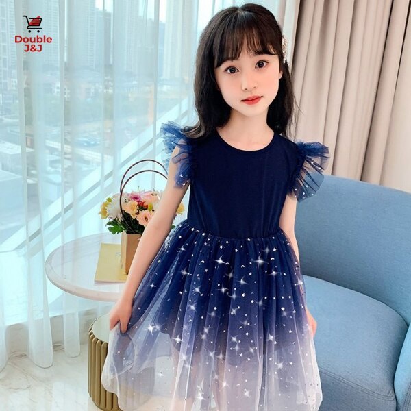 Đầm Công Chúa Không Tay Phối Lưới Thời Trang Cho Bé Gái Từ 3-11 Tuổi