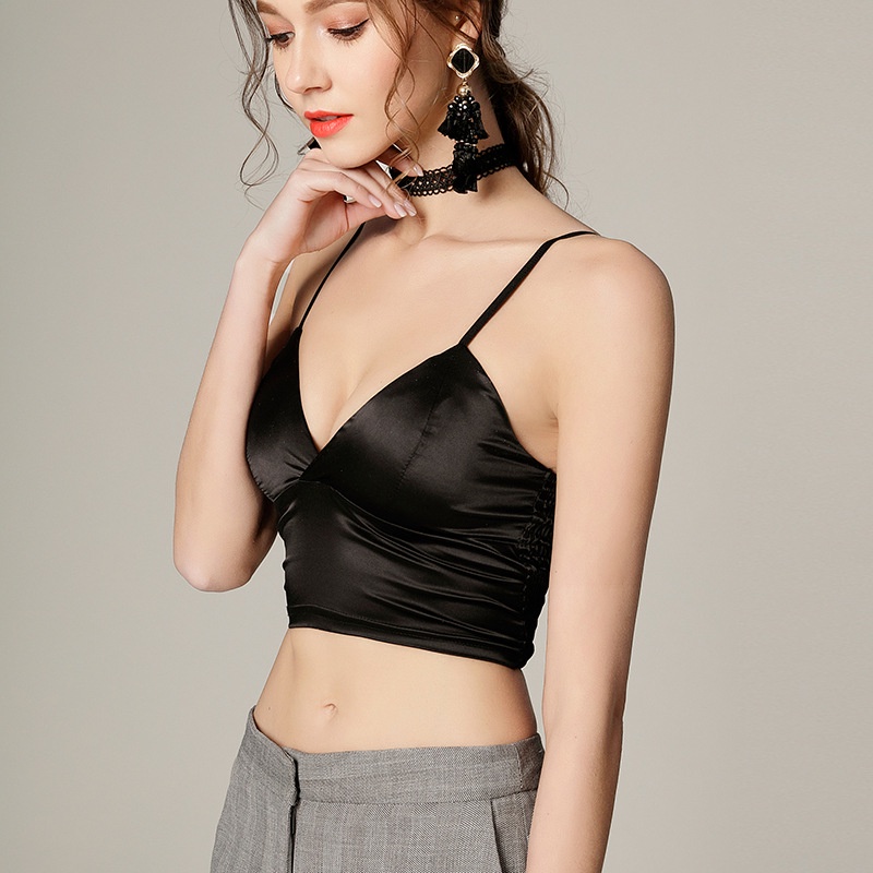 Áo bra nữ 2 dây satin phi bóng bản to, áo lót đệm mút mỏng ôm trọn vòng 1 quyến rũ LANIXA B264