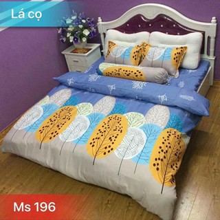 Bộ Vỏ Chăn Ga Gối Kèm Vỏ Gối Ôm Cotton POLY Lá Cọ SET 5 MÓN