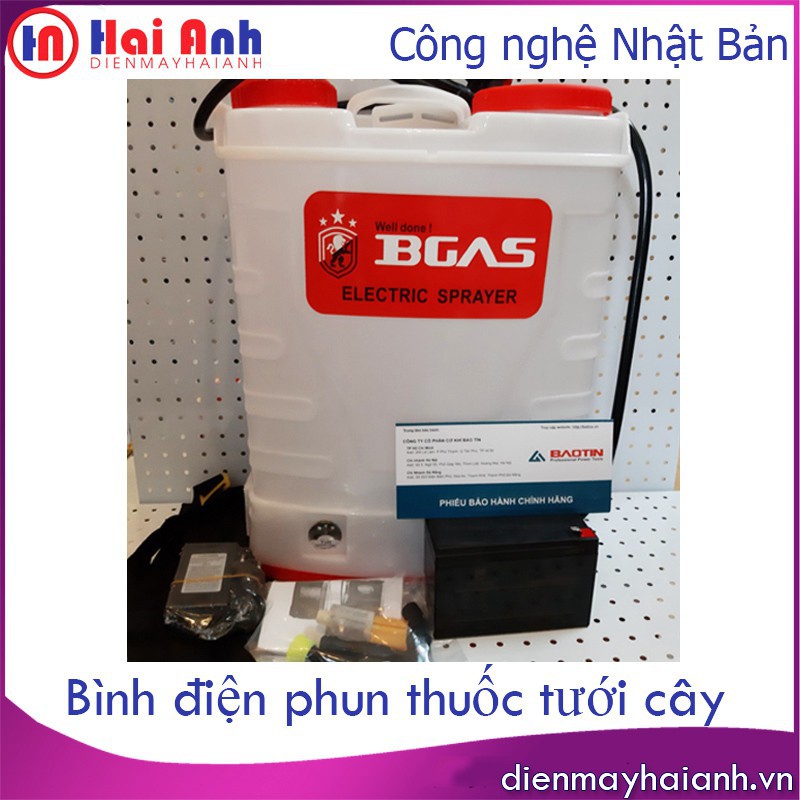 [SẴN HÀNG] Bình điện phun thuốc trừ sâu Bgas 20 lít - Máy bơm xịt thuốc tưới cây chạy bằng điện