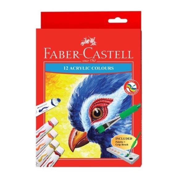 🍁BÁN RẺ NHẤT🍁 Màu Vẽ Acrylic 12 Tuýp Màu - Chính hãng Faber-Castell