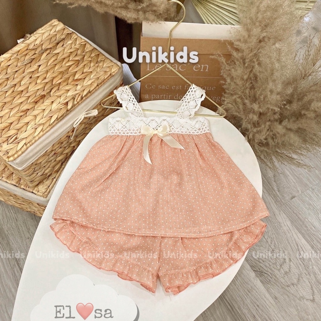Đồ bộ bé gái - Bộ 2 dây ren bánh bèo siêu xinh cho bé gái 1-5 Tuổi