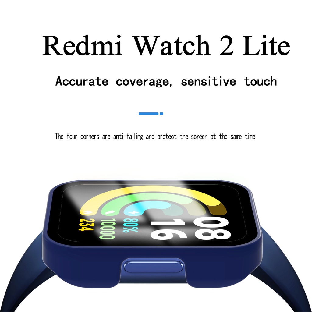 Hard Full Edge Glass Screen Protector Case Shell Frame For Xiaomi Mi Watch Lite/Redmi Watch 2 Lite Protective Cover