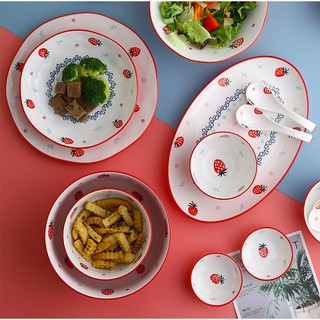 Bộ bát đĩa sứ dâu tây Fiore
