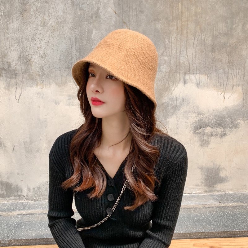 Nón tai bèo dệt kim màu sắc đơn giản phong cách Hàn Quốc thời trang cho nữ