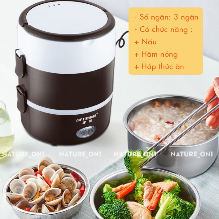 Hộp hâm nóng cơm 3 tầng INOX mẫu mới