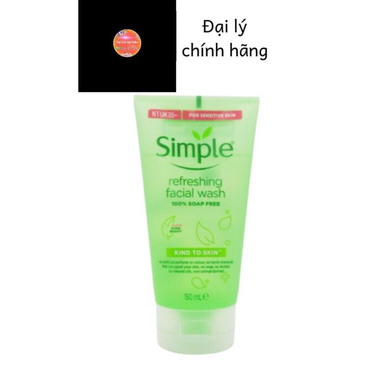 [BAO BÌ MỚI] Sữa Rửa Mặt Simple Gel Kind To Skin Refreshing Facial Wash Gel 150ml